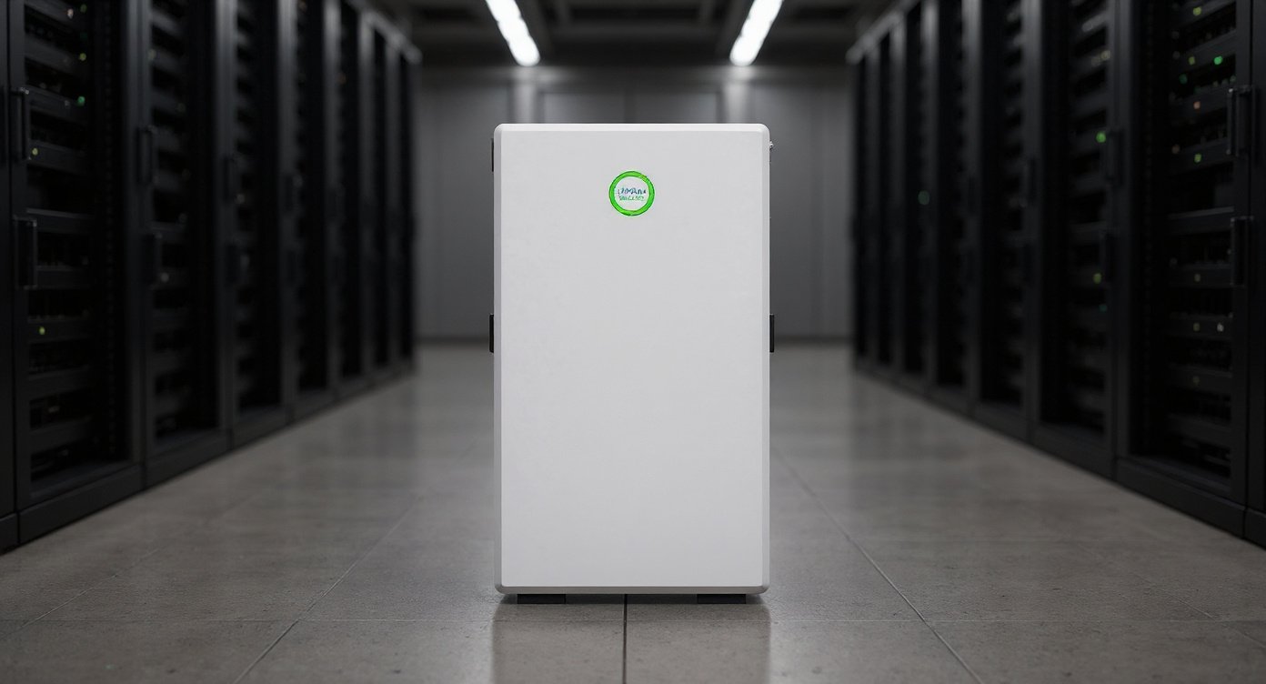 W16-5A battery cabinet in a data center server hall with server racks